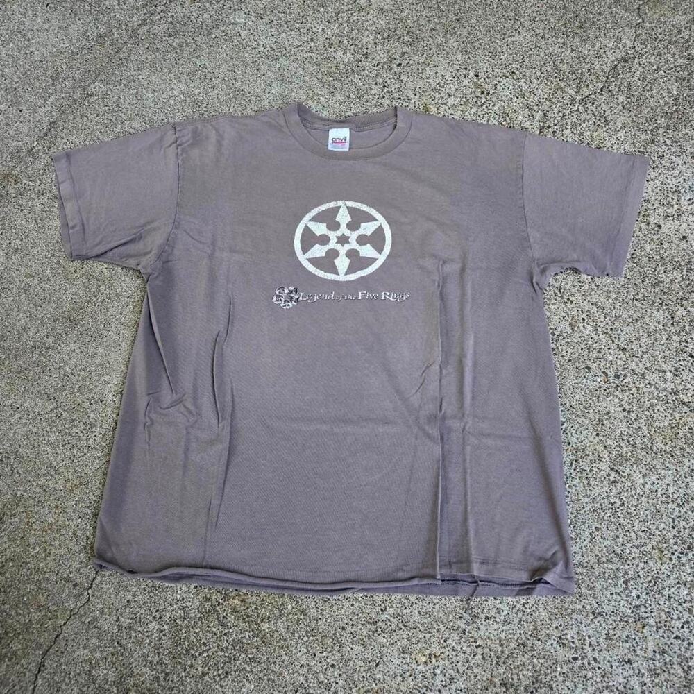 Vtg 90s LEGEND OF THE FIVE RINGS Ninja Art Graphic Fantasy Card Game Tee Grey XL
